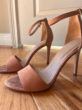 Aldo Blush-Tan Suede Ankle-Strap Stiletto Sandals